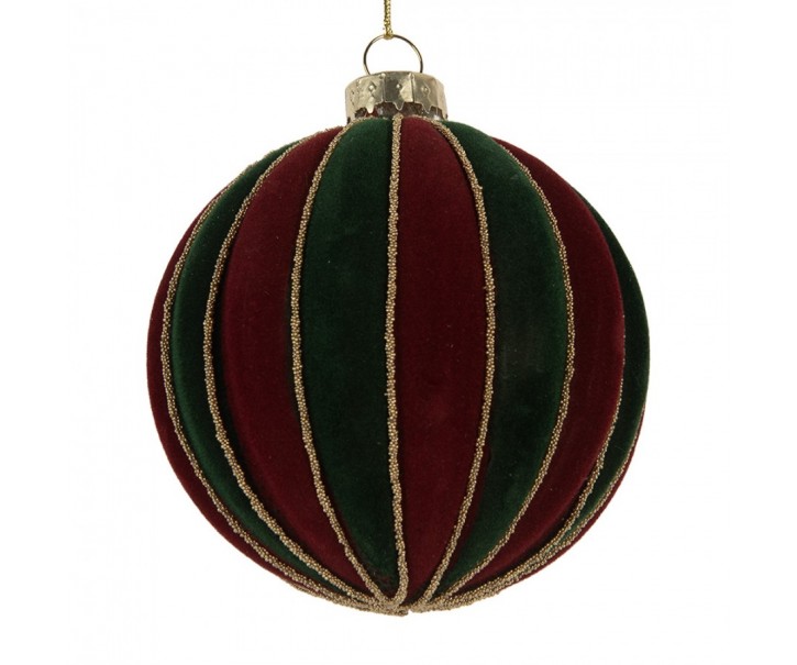 Christmas Bauble ? 8x8 Cm Red Green Glass - ? 8*8 cm Clayre & Eef