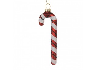 Christmas Ornament Candy Cane 4x1x12 Cm Red Glass - 4.0 cm