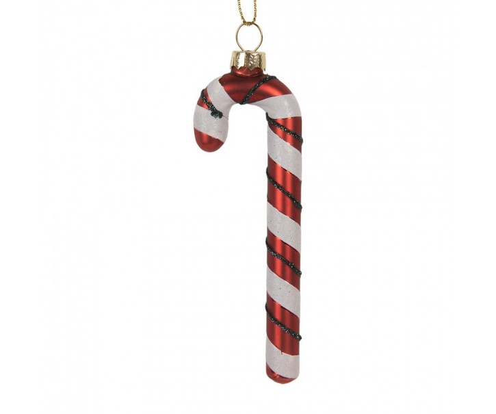 Christmas Ornament Candy Cane 4x1x12 Cm Red Glass - 4.0 cm Clayre & Eef