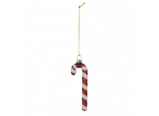Christmas Ornament Candy Cane 4x1x12 Cm Red Glass - 4.0 cm