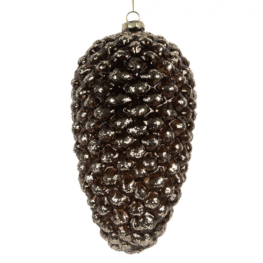 Tmavě stříbrná skleněná vánoční ozdoba šiška – Ø 12*24 cm