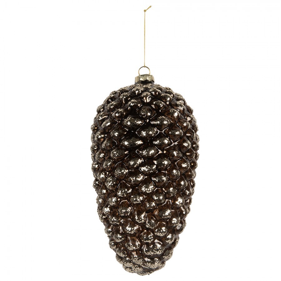 Tmavě stříbrná skleněná vánoční ozdoba šiška – Ø 12*24 cm