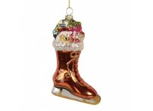 Christmas Ornament Boots 8x4x13 Cm Orange Glass - 8.0 cm