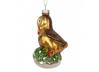 Christmas Ornament Duck 6x5x11 Cm Brown Glass - 6.0 cm