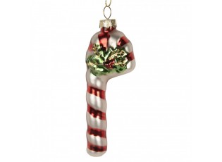 Vánoční skleněná závěsná ozdoba lízátko Candy Cane - 4*3*2 cm
