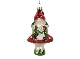 Christmas Ornament Gnome 7x6x13 Cm Red Glass - 7.0 cm