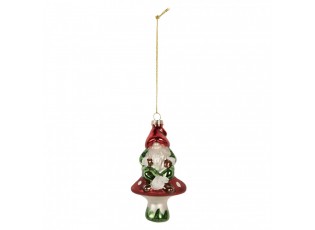 Christmas Ornament Gnome 7x6x13 Cm Red Glass - 7.0 cm