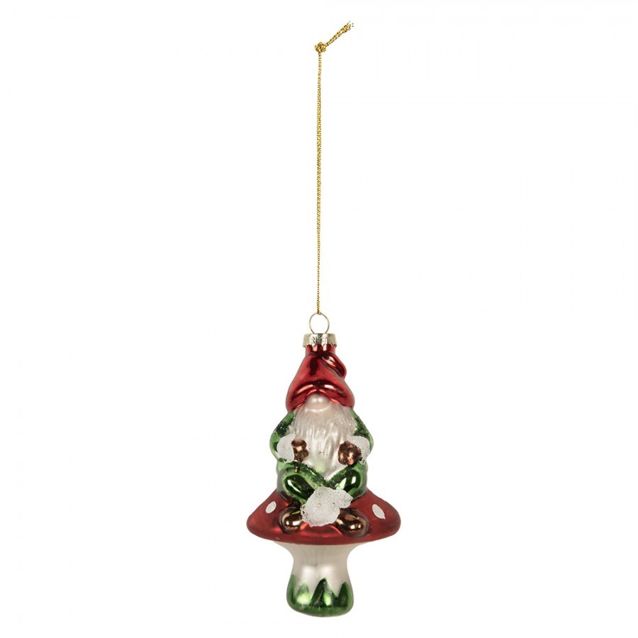 Christmas Ornament Gnome 7x6x13 Cm Red Glass - 7.0 cm Clayre & Eef Christmas Ornament Gnome 7x6x13 Cm Red Glass - 7.0 cm Clayre & Eef