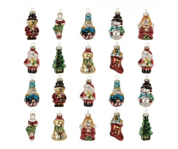 Set 20ks vánoční skleněná ozdoba stromek sněhulák Santa - 28*20*4 cm Clayre & Eef