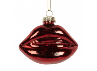 Christmas Ornament Mouth 8x4x7 Cm Red Glass - 8.0 cm