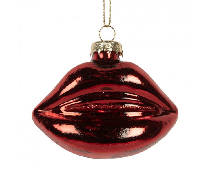 Christmas Ornament Mouth 8x4x7 Cm Red Glass - 8.0 cm Clayre & Eef