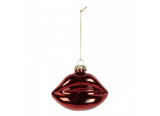 Christmas Ornament Mouth 8x4x7 Cm Red Glass - 8.0 cm