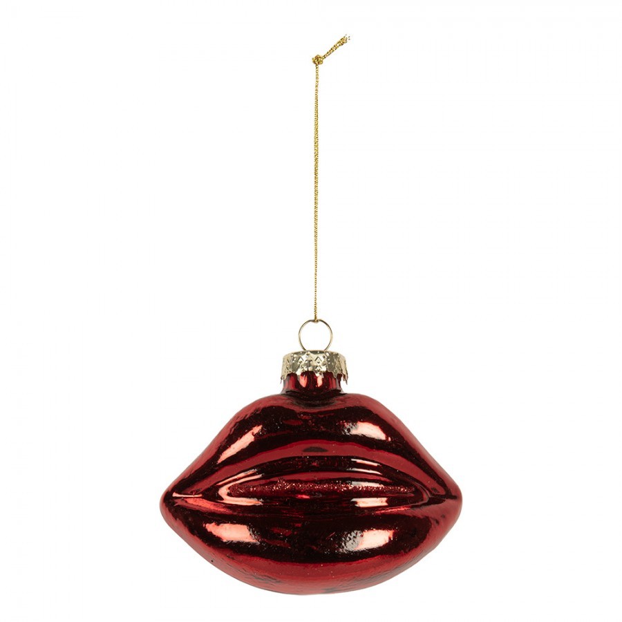Christmas Ornament Mouth 8x4x7 Cm Red Glass - 8.0 cm Clayre & Eef Christmas Ornament Mouth 8x4x7 Cm Red Glass - 8.0 cm Clayre & Eef