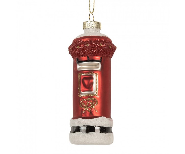 Christmas Ornament Mailbox ? 4x11 Cm Red Glass - ? 4*11 cm Clayre & Eef