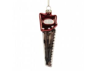 Christmas Ornament 4x3x13 Cm Silver Colored Glass - 13.0 cm
