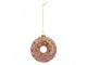Vánoční skleněná závěsná ozdoba hnědý donut - Ø 10*4 cm Clayre & Eef