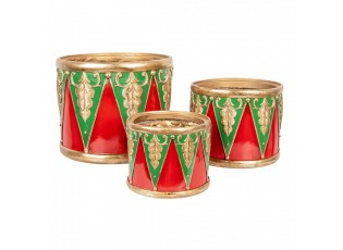 Christmas Decoration Figurine Drum ? 32x25/? 24x19/? 18x15 Cm Red Plastic - ? 32*25 / ? 24*19 / ? 18*15 cm