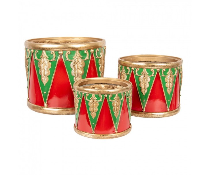 Christmas Decoration Figurine Drum ? 32x25/? 24x19/? 18x15 Cm Red Plastic - ? 32*25 / ? 24*19 / ? 18*15 cm Clayre & Eef