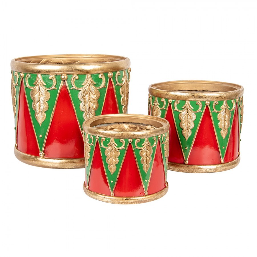Christmas Decoration Figurine Drum ? 32x25/? 24x19/? 18x15 Cm Red Plastic - ? 32*25 / ? 24*19 / ? 18*15 cm