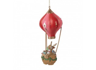 Christmas Ornament Hot Air Balloon ? 7x17 Cm Red Plastic - ? 7*17 cm