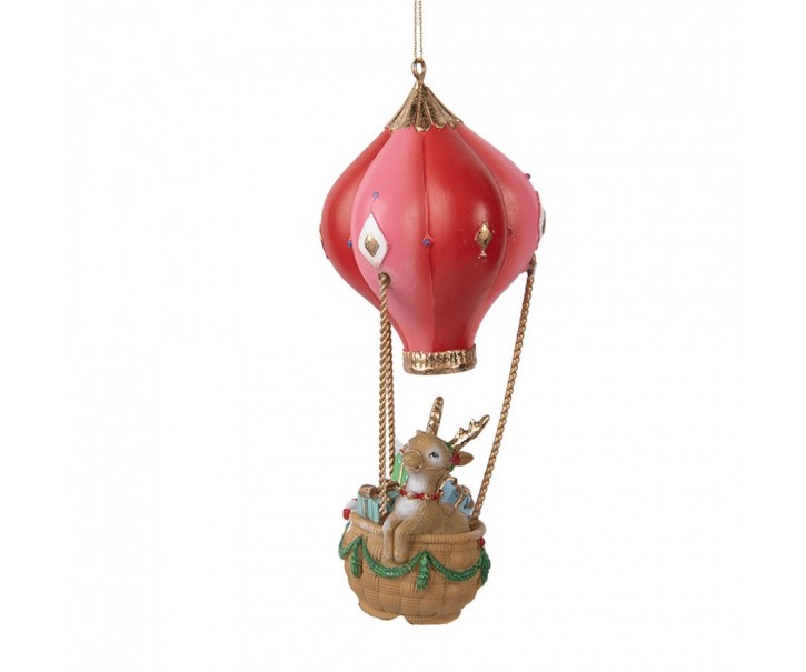 Christmas Ornament Hot Air Balloon ? 7x17 Cm Red Plastic - ? 7*17 cm Clayre & Eef