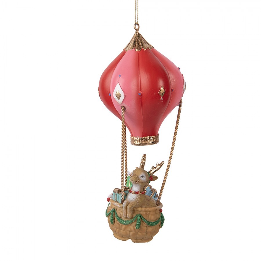 Christmas Ornament Hot Air Balloon ? 7x17 Cm Red Plastic - ? 7*17 cm