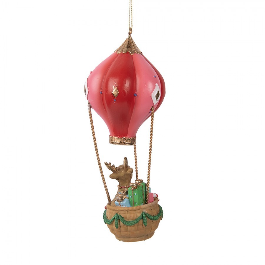 Christmas Ornament Hot Air Balloon ? 7x17 Cm Red Plastic - ? 7*17 cm Clayre & Eef Christmas Ornament Hot Air Balloon ? 7x17 Cm Red Plastic - ? 7*17 cm Clayre & Eef