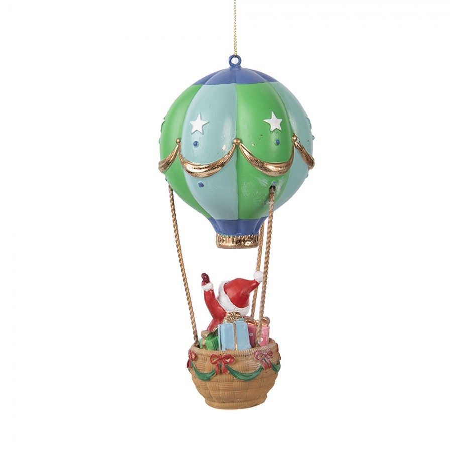 Christmas Ornament Hot Air Balloon ? 8x18 Cm Green Plastic - ? 8*18 cm