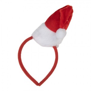 Červená vánoční čelenka s čepicí Santa - 12*6*22 cm