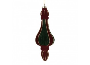 Christmas Bauble ? 6x17 Cm Red Green Glass - ? 6*17 cm