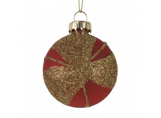 Christmas Bauble ? 6x3x7 Cm Gold Colored Red Glass - 7.0 cm