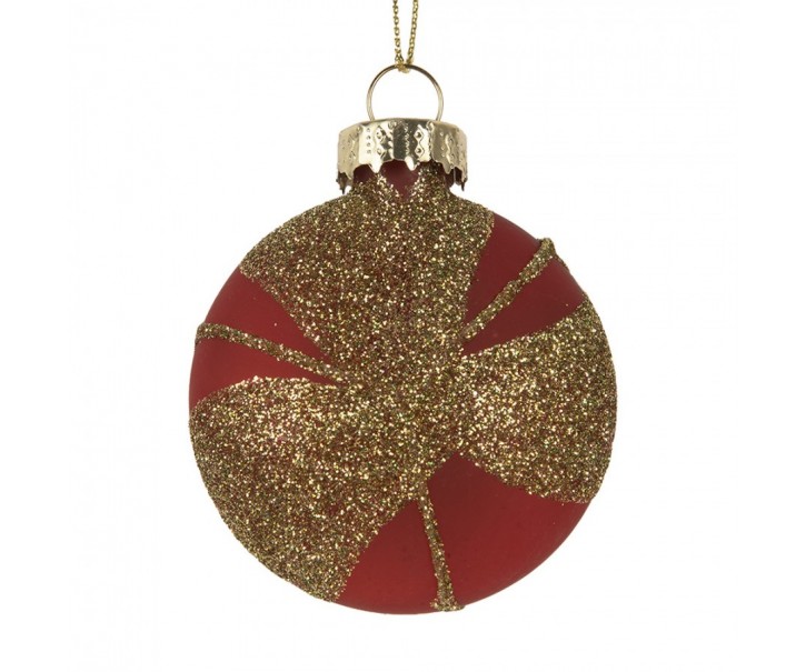 Christmas Bauble ? 6x3x7 Cm Gold Colored Red Glass - 7.0 cm Clayre & Eef