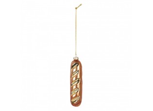 Vánoční skleněná závěsná ozdoba bagetka - 4*3*15 cm