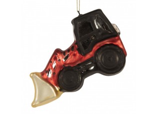 Christmas Ornament Tractor 12x4x8 Cm Red Glass - 8.0 cm