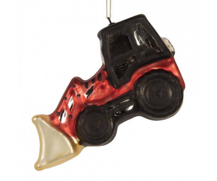 Christmas Ornament Tractor 12x4x8 Cm Red Glass - 8.0 cm Clayre & Eef