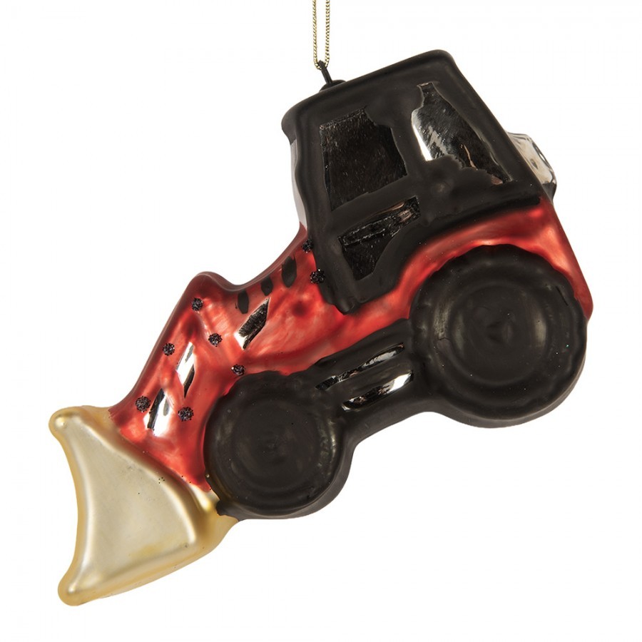 Skleněná vánoční ozdoba traktor s radlicí Digger - 12*4*8 cm
