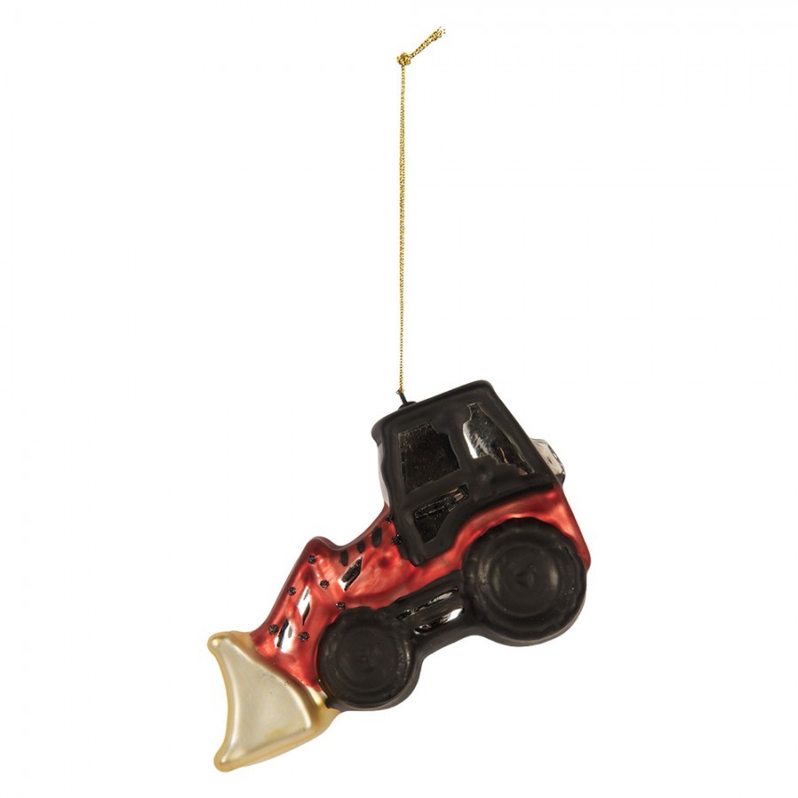 Skleněná vánoční ozdoba traktor s radlicí Digger - 12*4*8 cm