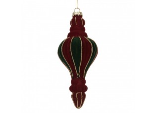 Christmas Bauble ? 6x15 Cm Red Green Glass - ? 6*15 cm