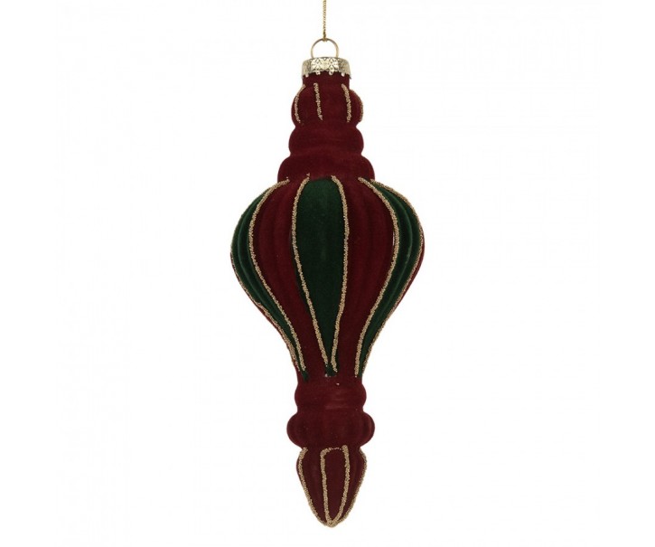 Christmas Bauble ? 6x15 Cm Red Green Glass - ? 6*15 cm Clayre & Eef