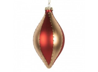 Christmas Bauble ? 8x15 Cm Gold Colored Red Glass - ? 8*15 cm