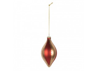Christmas Bauble ? 8x15 Cm Gold Colored Red Glass - ? 8*15 cm