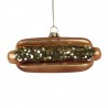 Vánoční skleněná závěsná ozdoba hot dog - 13*4*6 cm