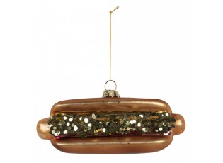 Vánoční skleněná závěsná ozdoba hot dog - 13*4*6 cm