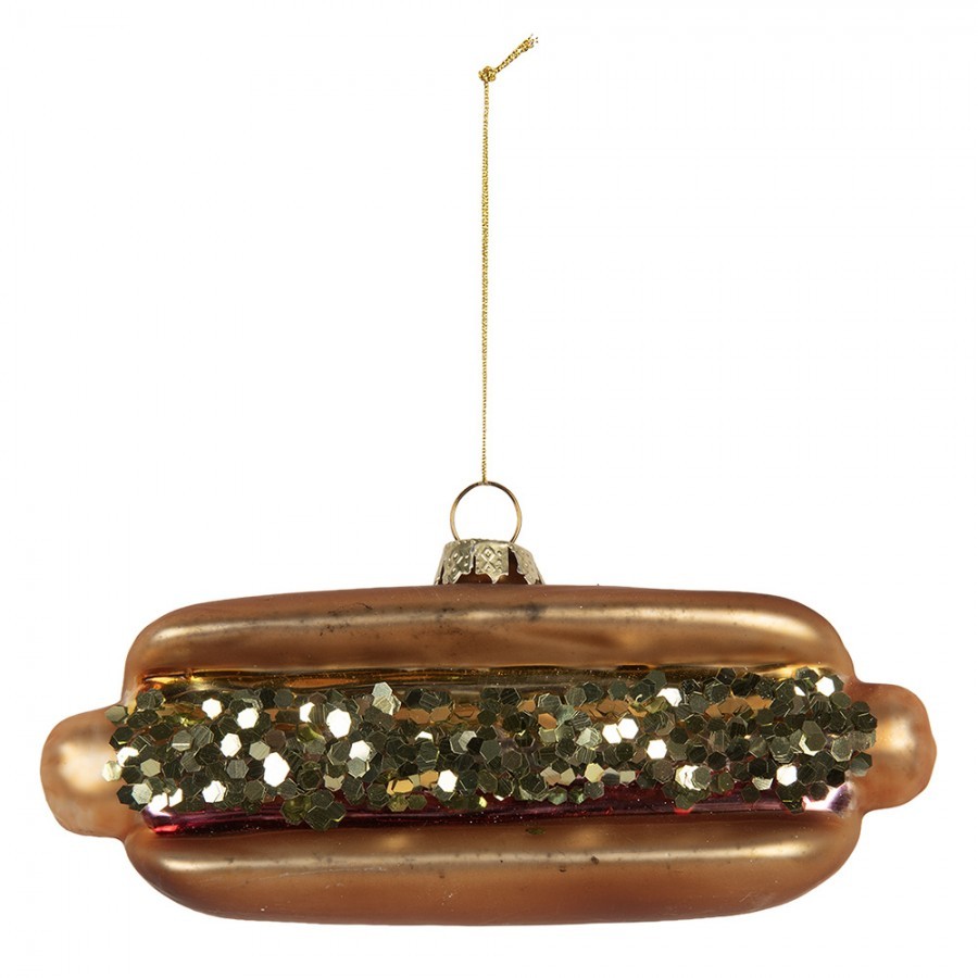 Vánoční skleněná závěsná ozdoba hot dog - 13*4*6 cm