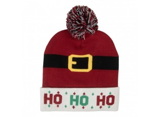 Červená dámská vánoční čepice Santovo opasek Ho Ho Ho