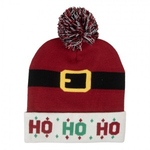 Červená dámská vánoční čepice Santovo opasek Ho Ho Ho