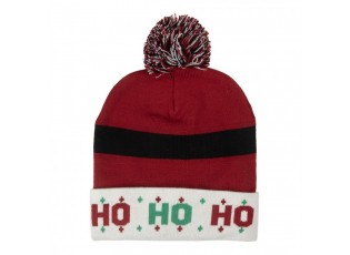 Červená dámská vánoční čepice Santovo opasek Ho Ho Ho