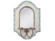 Bílo - modré nástěnné zrcadlo s držáky na svíčky - 48*17*70 cm