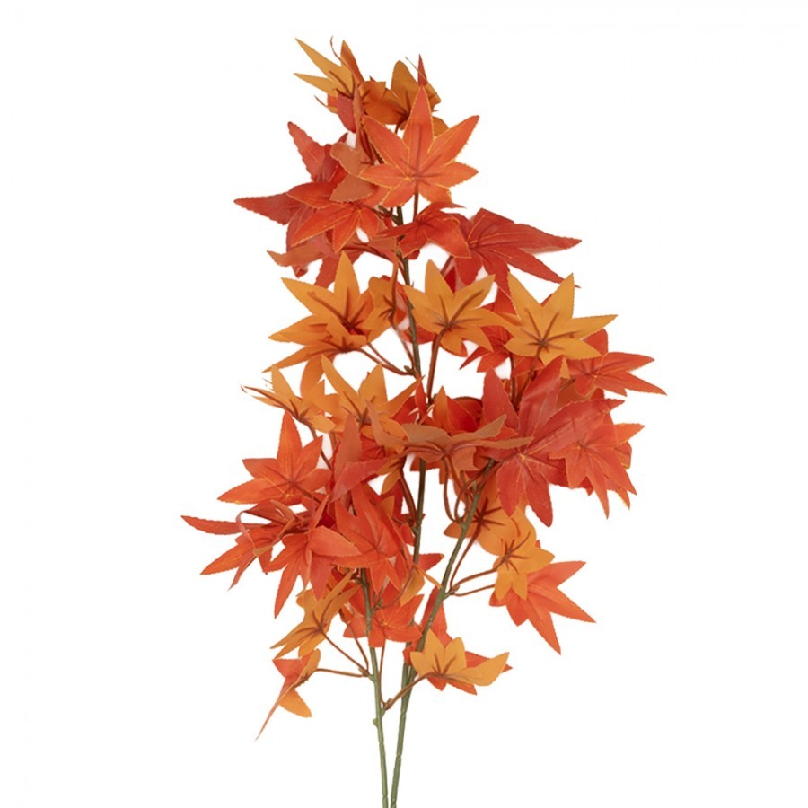 Dekorace umělá větvička s oranžovými listy - 12*10*90 cm