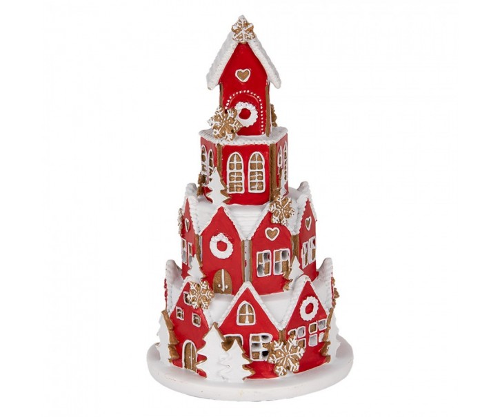 Gingerbread House With LED ? 13x22 Cm Red Plastic - ? 13*22 cm / 3* AAA Clayre & Eef